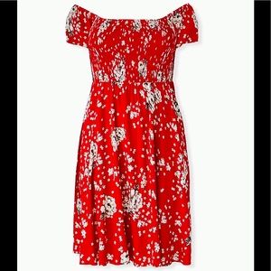 Torrid Red off the shoulder mini dress Size 3